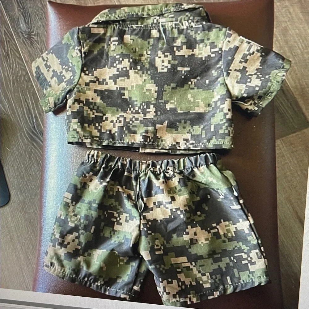 Build A Bear Workshop Camo Military Uniform Shorts & Shirt Set